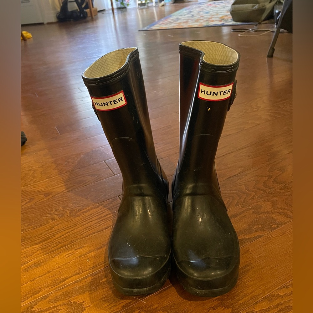 Hunter short black rainboots womens 7